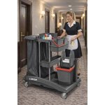 Profesjonalny wózek hotelowy do sprzątania z 2 wiadrami – wózek serwisowy z systemem mopów